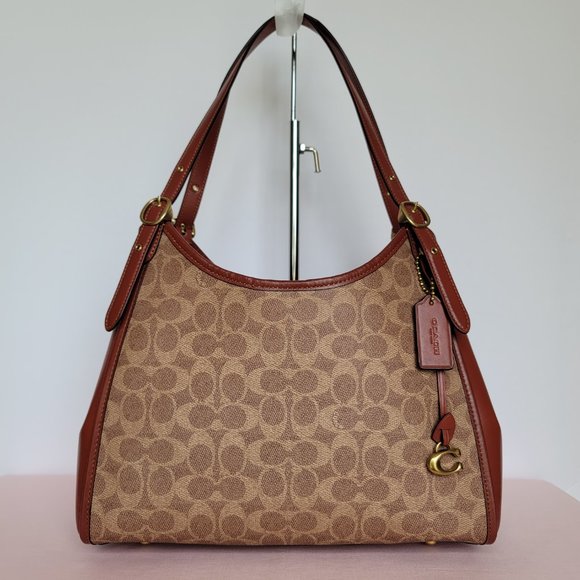 COACH Lori Signature Logo Coated Canvas Shoulder Bag AND Accordion Wallet SET🎈⭐ - Picture 5 of 16